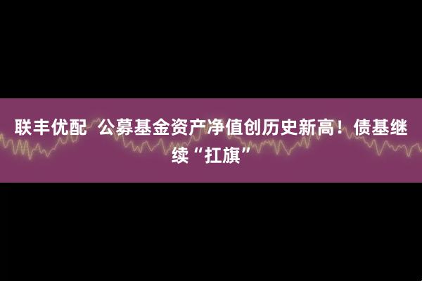 联丰优配 公募基金资产净值创历史新高!债基继续“扛旗”